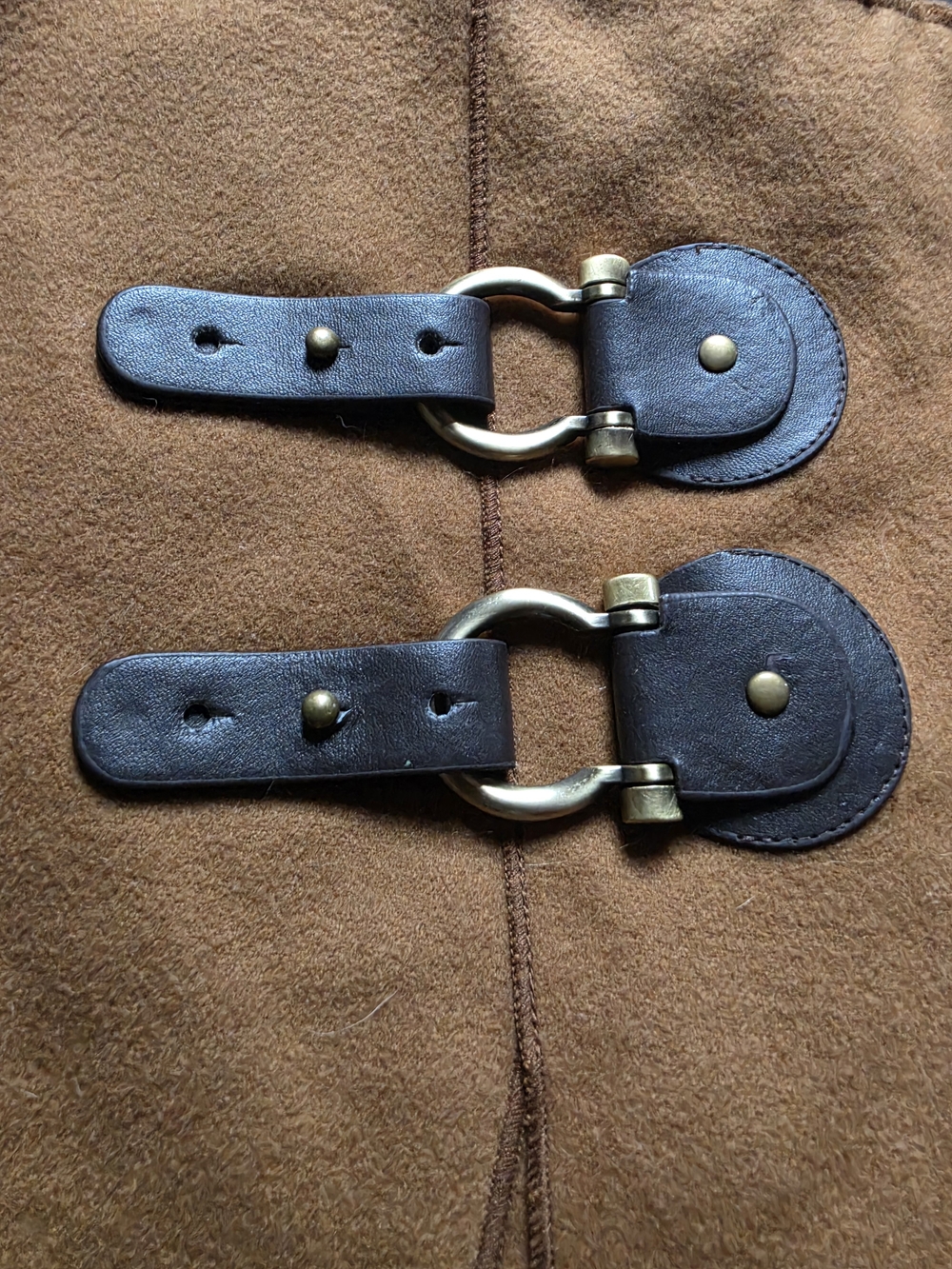 Anthropologie Camel Brown Layered Mini Skirt with Buckle Straps - Picture 2 of 4